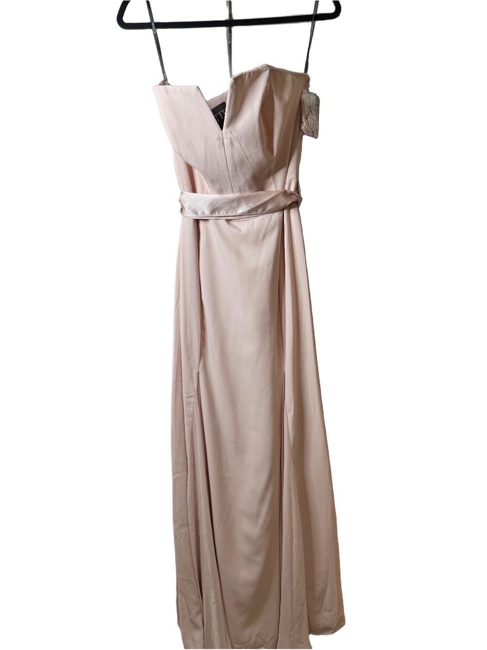 White by Vera Wang NWT Strapless Crepe Elegant Pink V-Neck Evening Dress 12